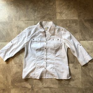 Christopher & Banks White Button Down Shirt